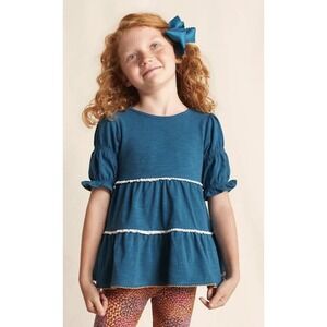 Matilda Jane Girls A Dream Come Blue Knit Puff Sleeve‎ Peasant Tunic 10 New